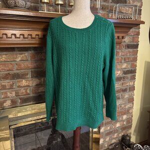 Talbots Plus Green Thin Cable Knit Sweater Size 2X